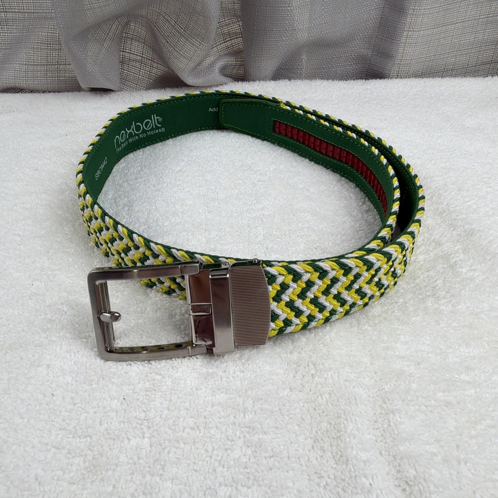 Nexbelt Braided Anchor Golf Ratchet Belt Green, Yellow & White Adjustable